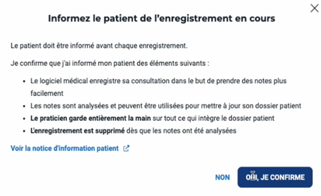 Consentement du patient sur Doctolib